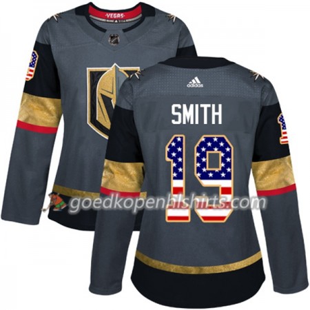 Vegas Golden Knights Reilly Smith 19 Adidas 2017-2018 Grijs USA Flag Fashion Authentic Shirt - Dames